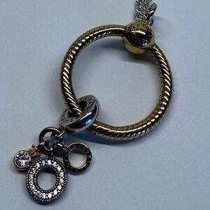 Pandora Shine 24” O Pendant Necklace Mixed Metal CZ Charm ALE
